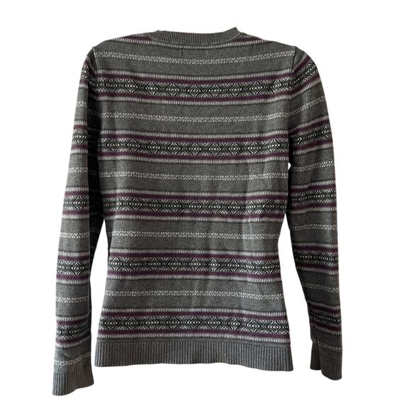 Croft & Barrow Gray Layered Look Striped Sweater Woman Size Small Pullover - Picture 3 of 9